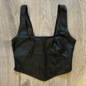 Faux Leather Corset Crop Top